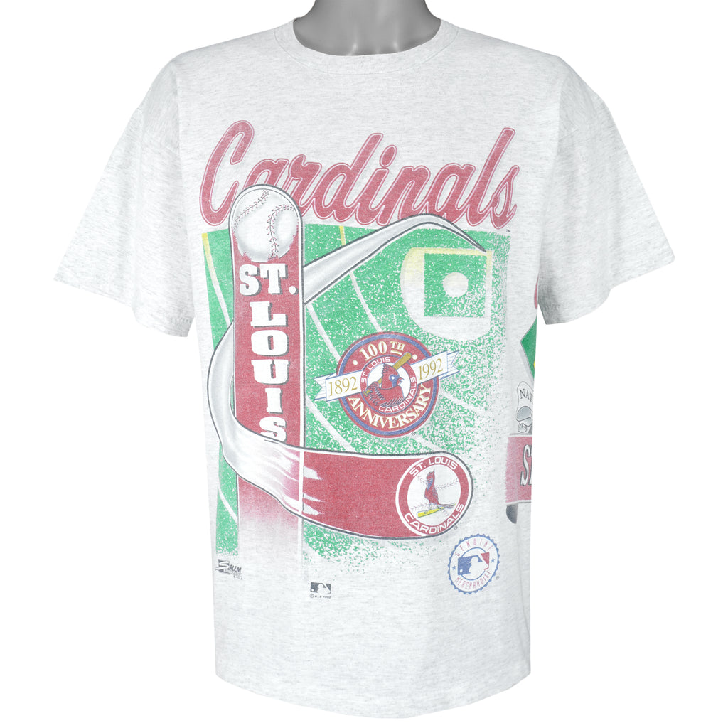 MLB - St. Louis Cardinals Anniversary 100th Single Stitch T-Shirt 1992 X-Large Vintage Retro Baseball