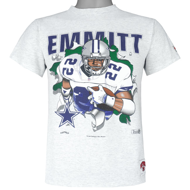 90's Emmitt Smith Dallas Cowboys Nutmeg NFL T Shirt Size Medium – Rare VNTG