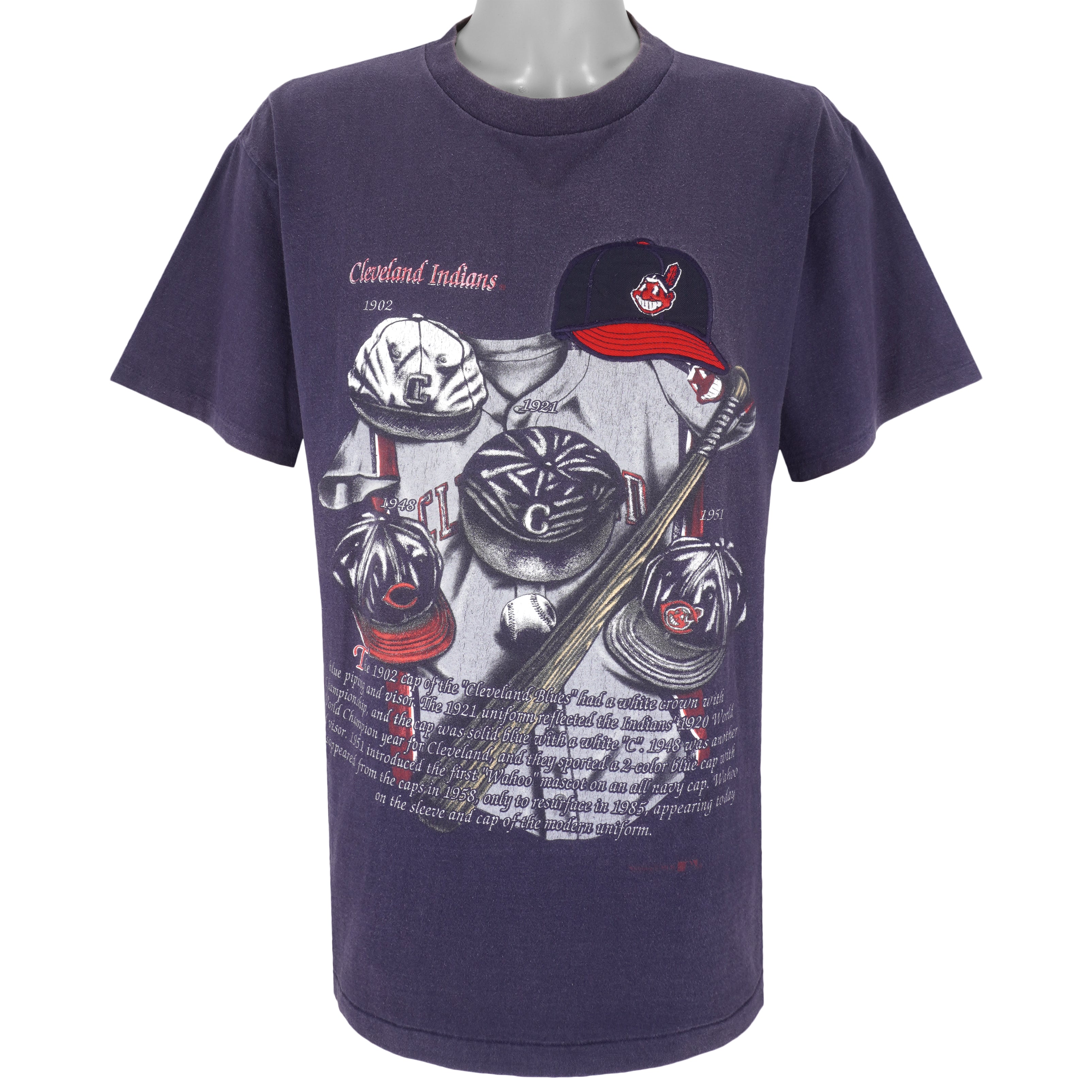 Vintage Cleveland Indians shirt, MLB navy blue graphic tee - AU Large