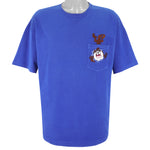 Looney Tunes - Tasmanian Devil Embroidered T-Shirt 1990s X-Large Vintage Retro