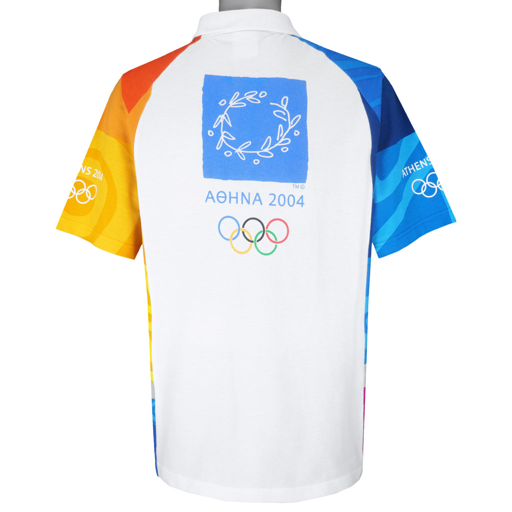 Adidas - Athens Olympics Games Polo T-Shirt 2004 Large Vintage Retro