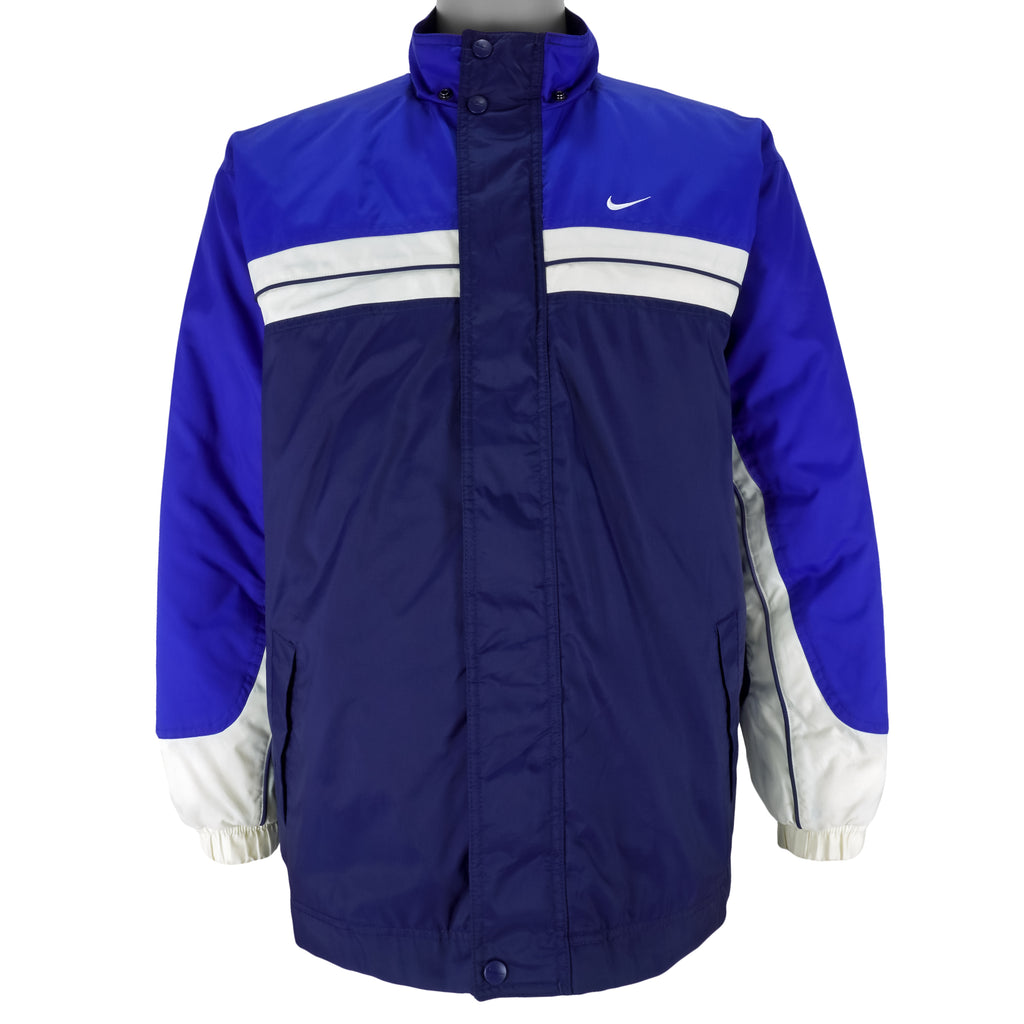 Nike - Blue & White Spell-Out Bootleg Windbreaker 1990s X-Large Vintage Retro