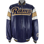 NFL - St. Louis Rams Big Logo Faux Leather Jacket 1990s X-Large Vintage Retro Football