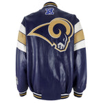 NFL - St. Louis Rams Big Logo Faux Leather Jacket 1990s X-Large Vintage Retro Football