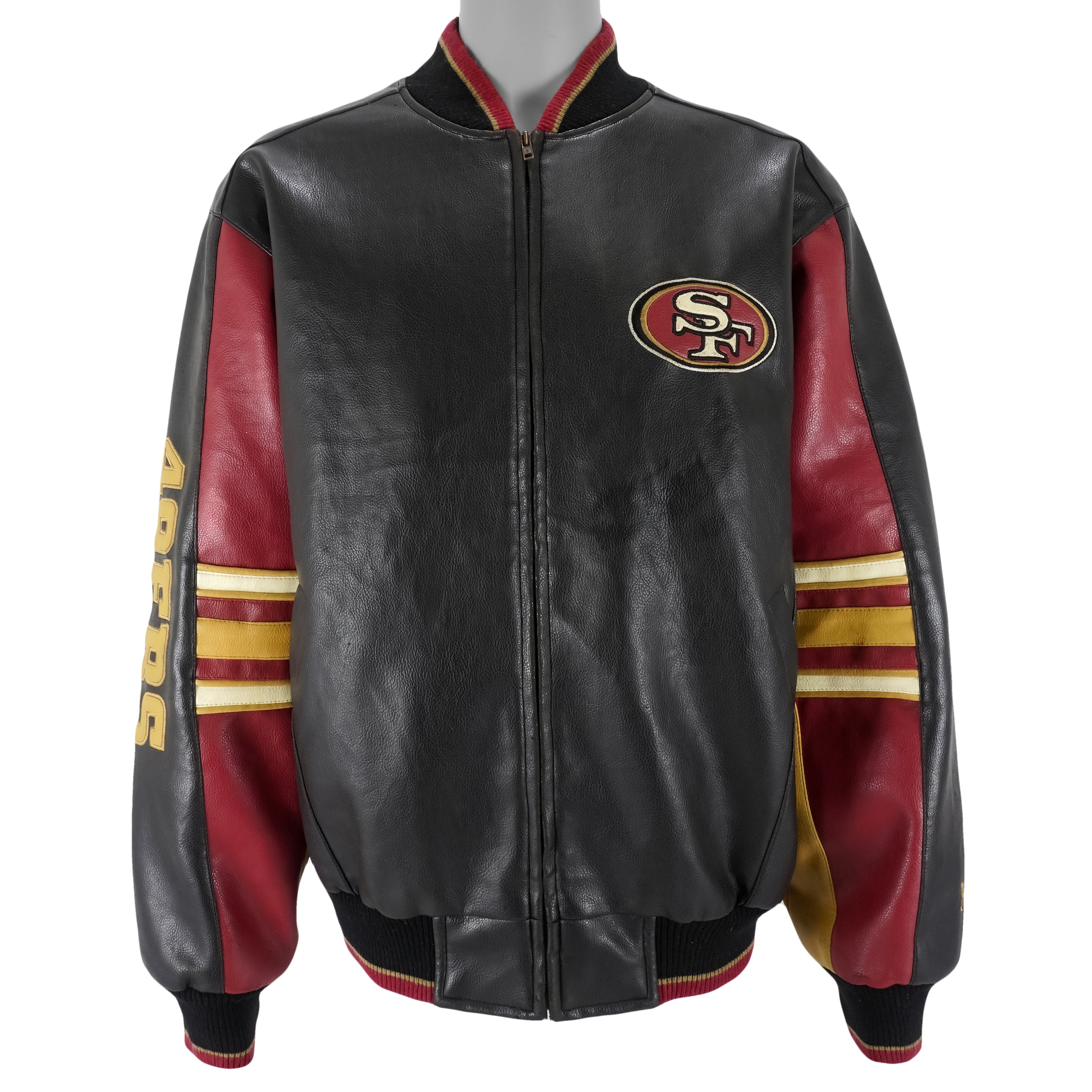 VTG '90S S.F. 49ERS LEATHER/SATIN JACKET