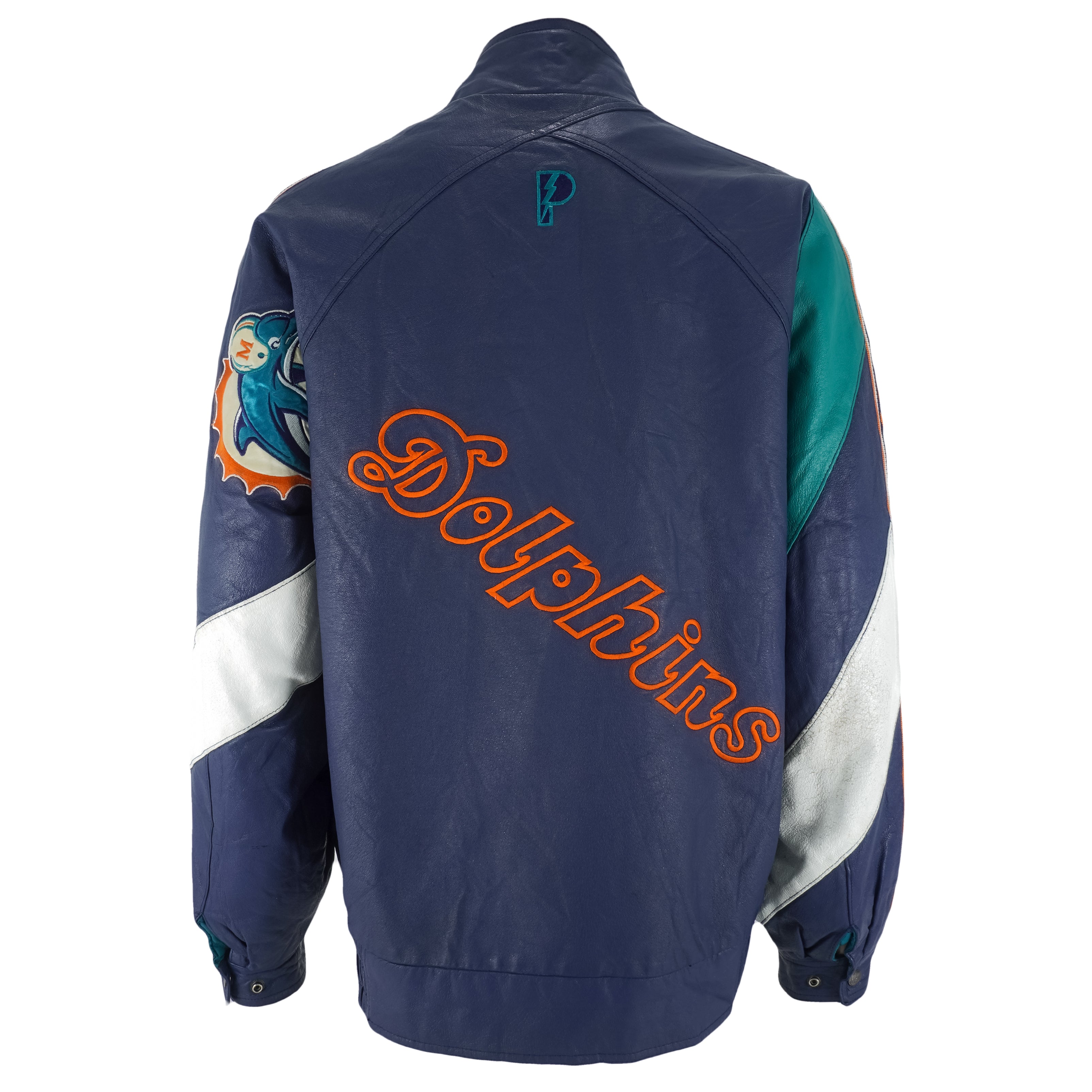 Maker of Jacket Black Leather Jackets Vintage Pro Player NFL Miami Dolphins