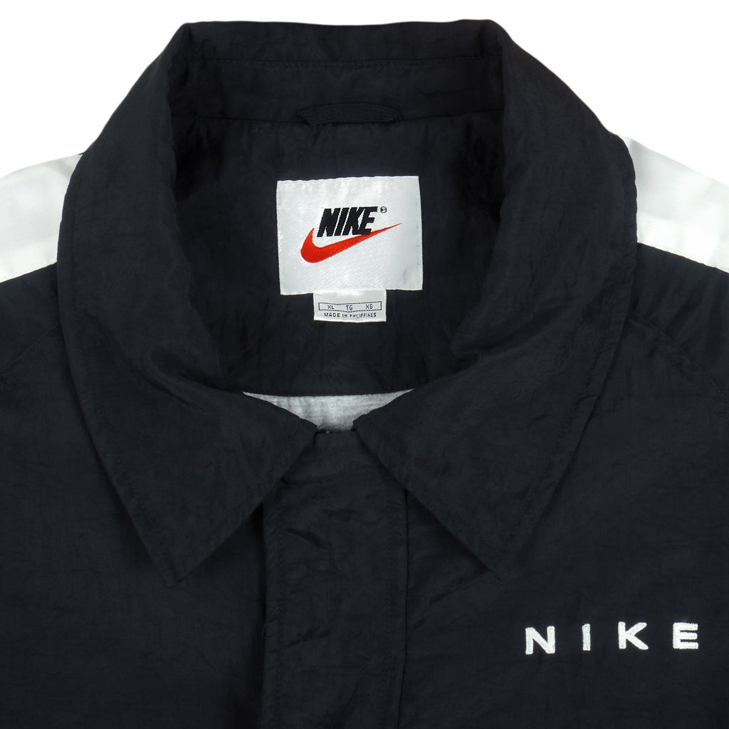 Nike - Black & White Tape Windbreaker 1990s X-Large Vintage Retro