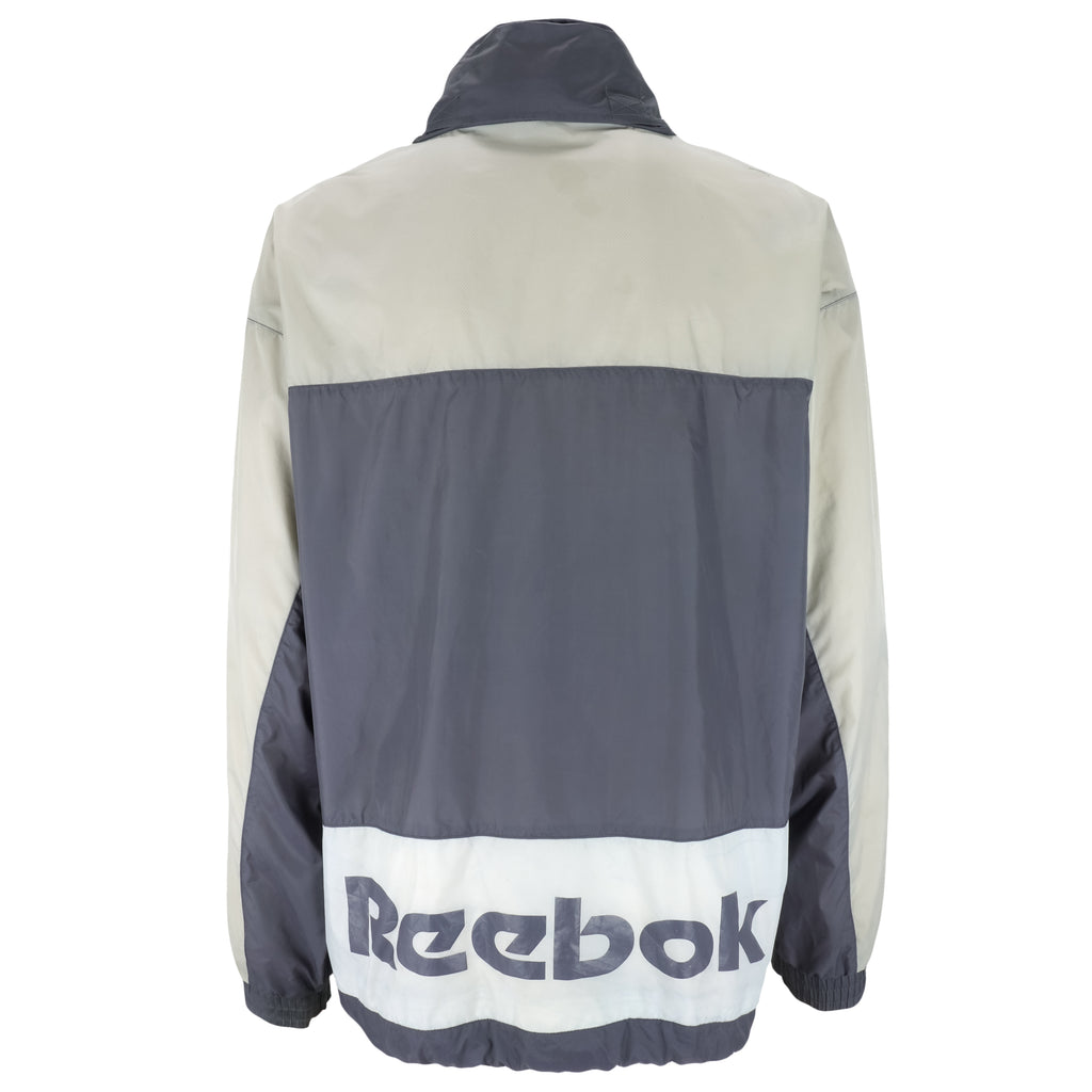 Reebok - Grey Zip Up Windbreaker 1990s Large Vintage Retro