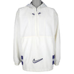 Nike - White 1/2 Zip Big Logo Hooded Windbreaker 1990s Large Vintage Retro