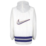 Nike - White 1/2 Zip Big Check Mark Hooded Windbreaker 1990s Large