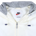 Nike - White 1/2 Zip Big Logo Hooded Windbreaker 1990s Large Vintage Retro