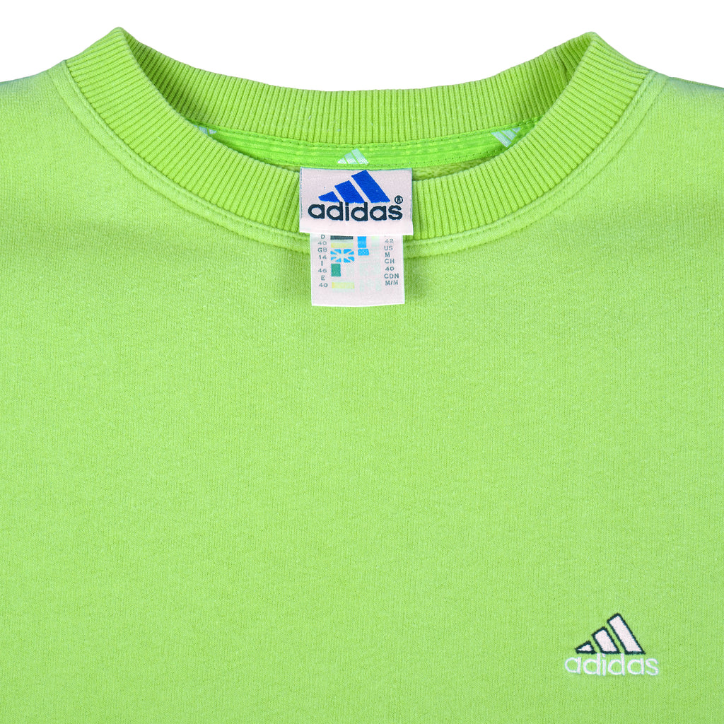 Adidas - Green Stripe Sweatshirt 1990s Medium Vintro Retro