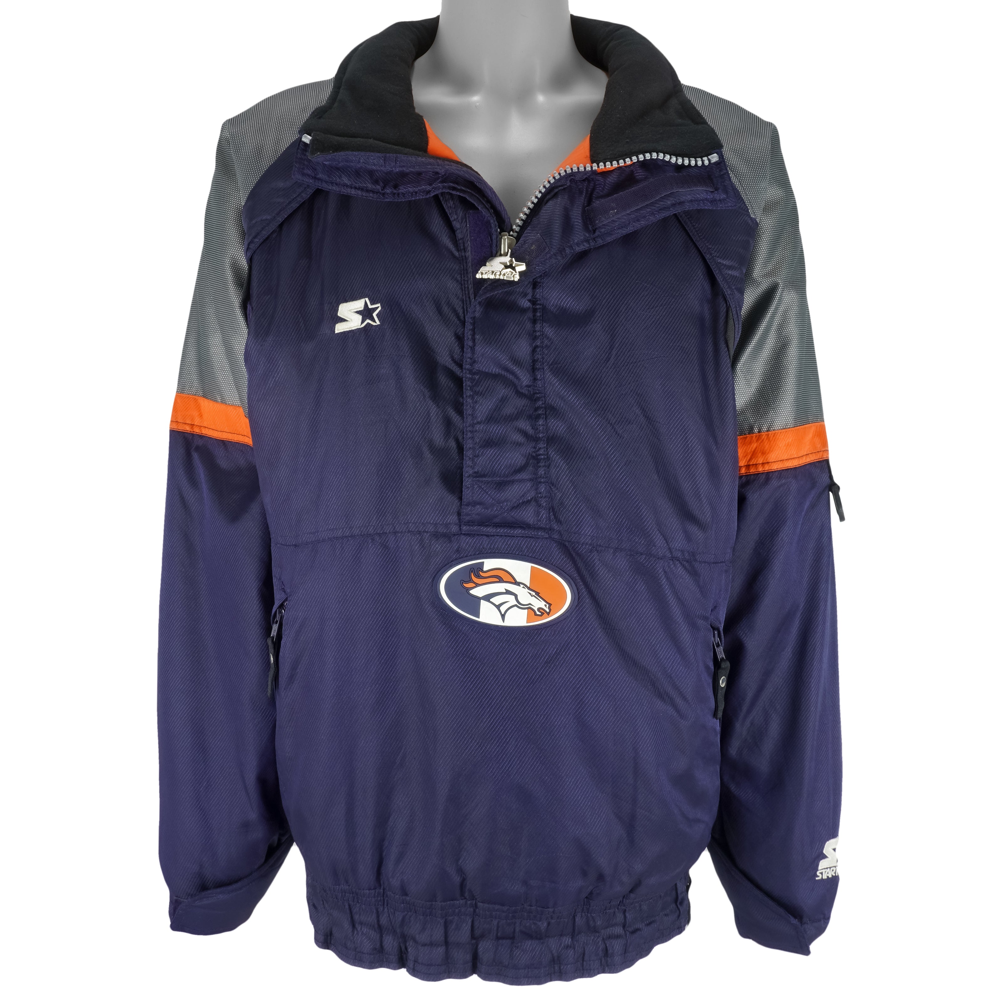 90's Denver Broncos Blue Satin Jacket