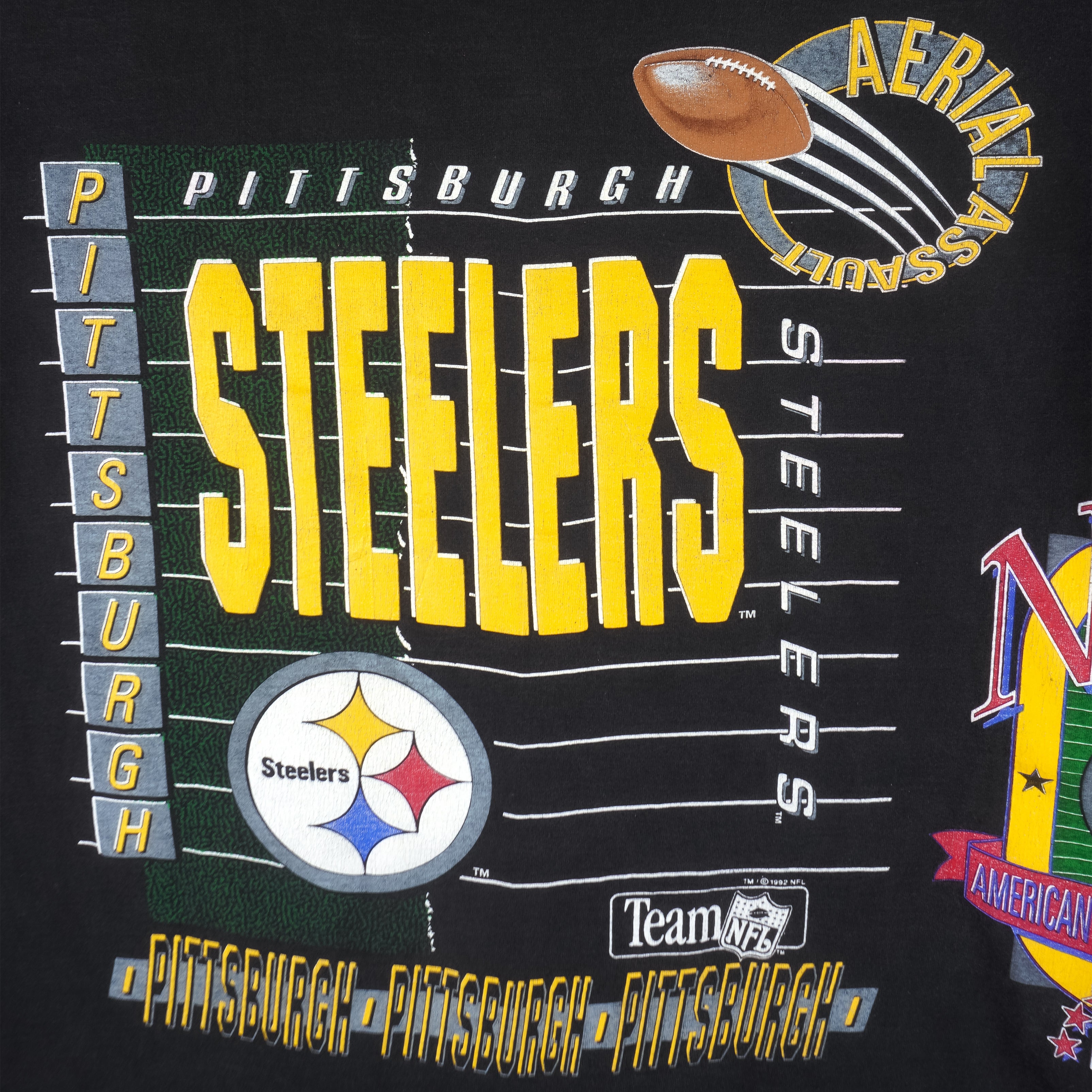 Vintage NFL (Salem) - Pittsburgh 'Steelers, Aerial Assault' T-Shirt 1992  X-Large – Vintage Club Clothing