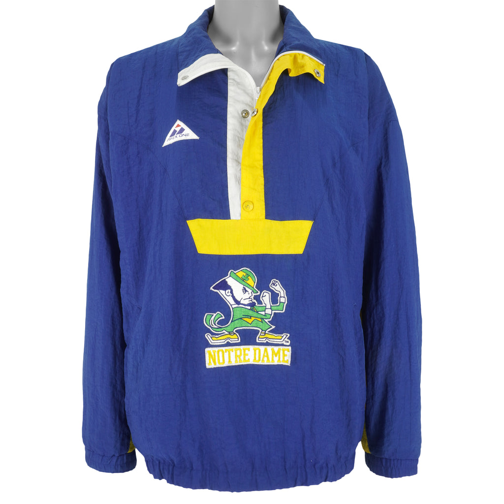 NCAA - Notre Dame Fighting Irish 1/2 Button & Zip Windbreaker 1990s X-Large Vintage Retro College