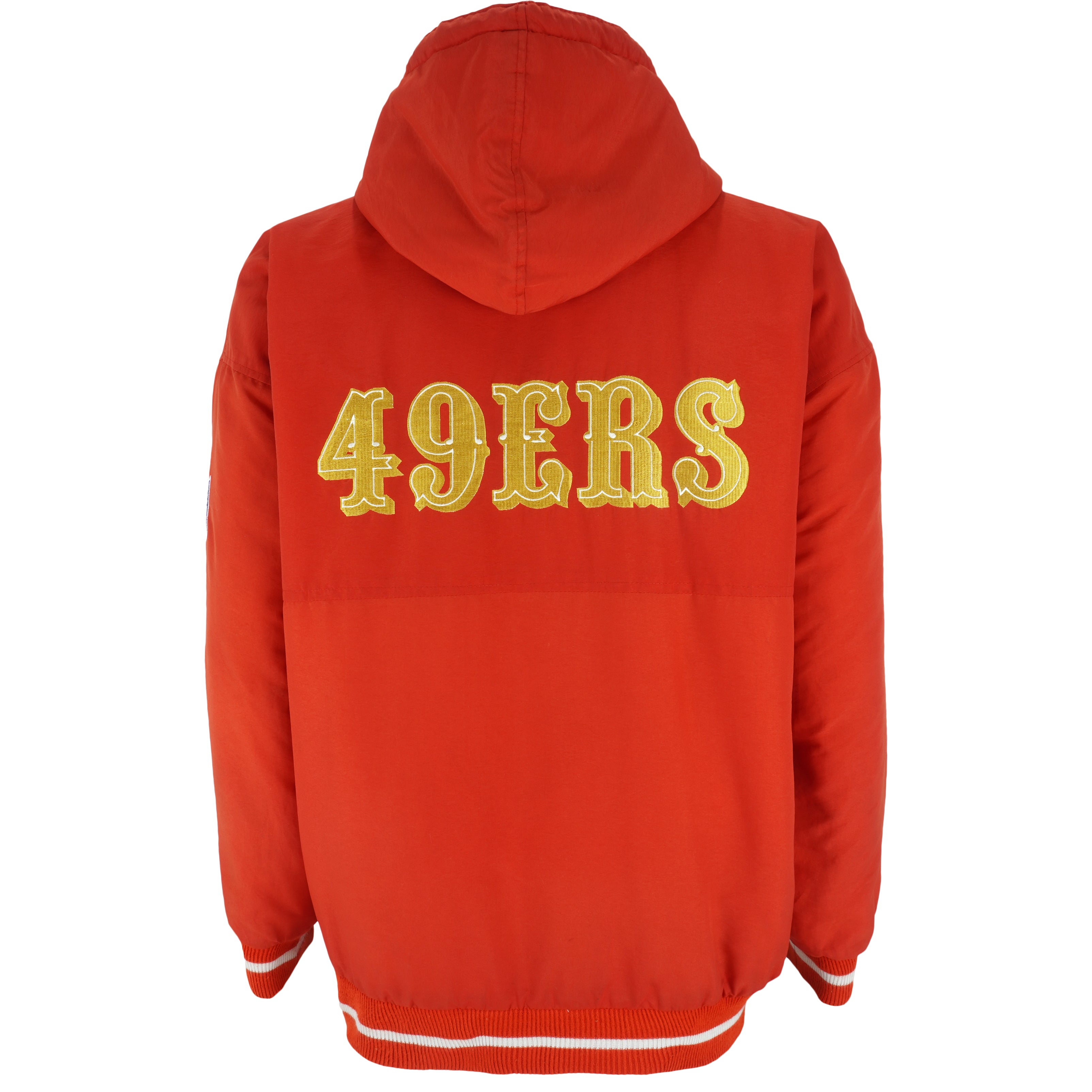 San Francisco 49ers: 1980's White Satin Reverse Spellout Proline