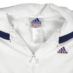 Adidas - White Zip-Up Hooded Windbreaker 1990s Large Vintage Retro