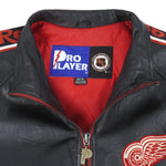 NHL (Pro Player) - Detroit Red Wings Zip-Up Genuine Leather Jacket 1990s X-Large Vintage Retro Hockey