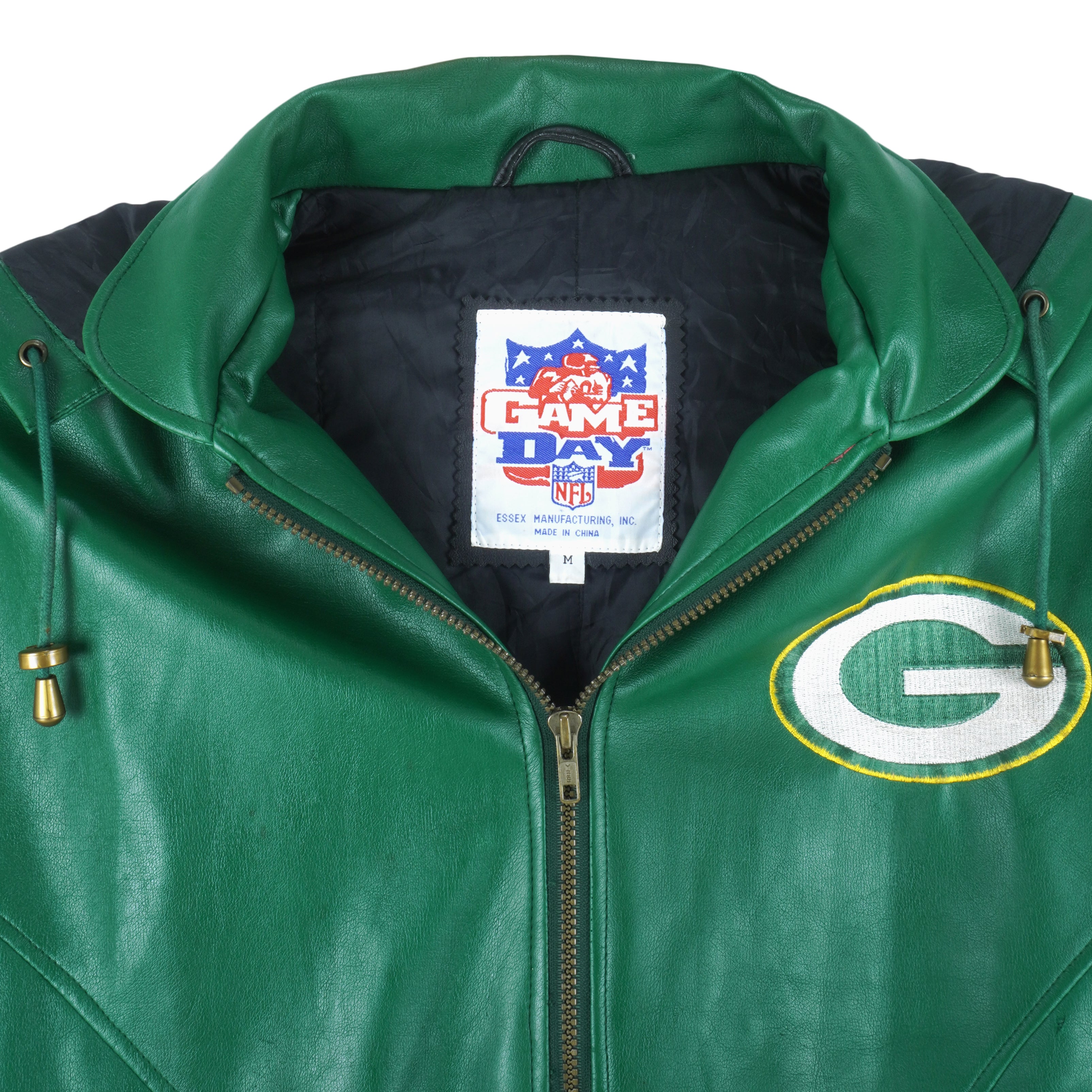 Vintage 90s NFL Green Bay Packers Embroidered Leather Jacket 