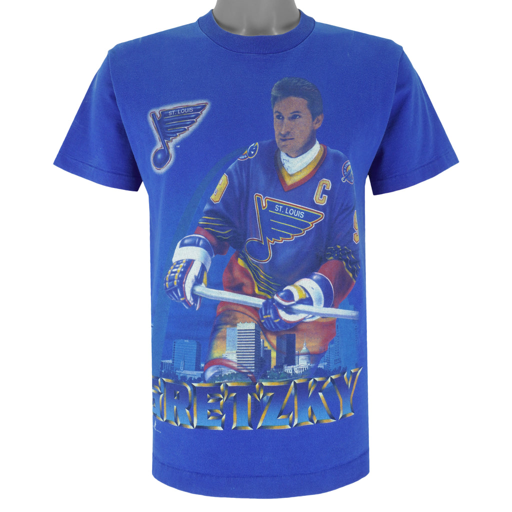 NHL (Pro Player) - St. Louis Blues, Gretzky MVP T-Shirt 1996 Medium Vintage Retro Hockey