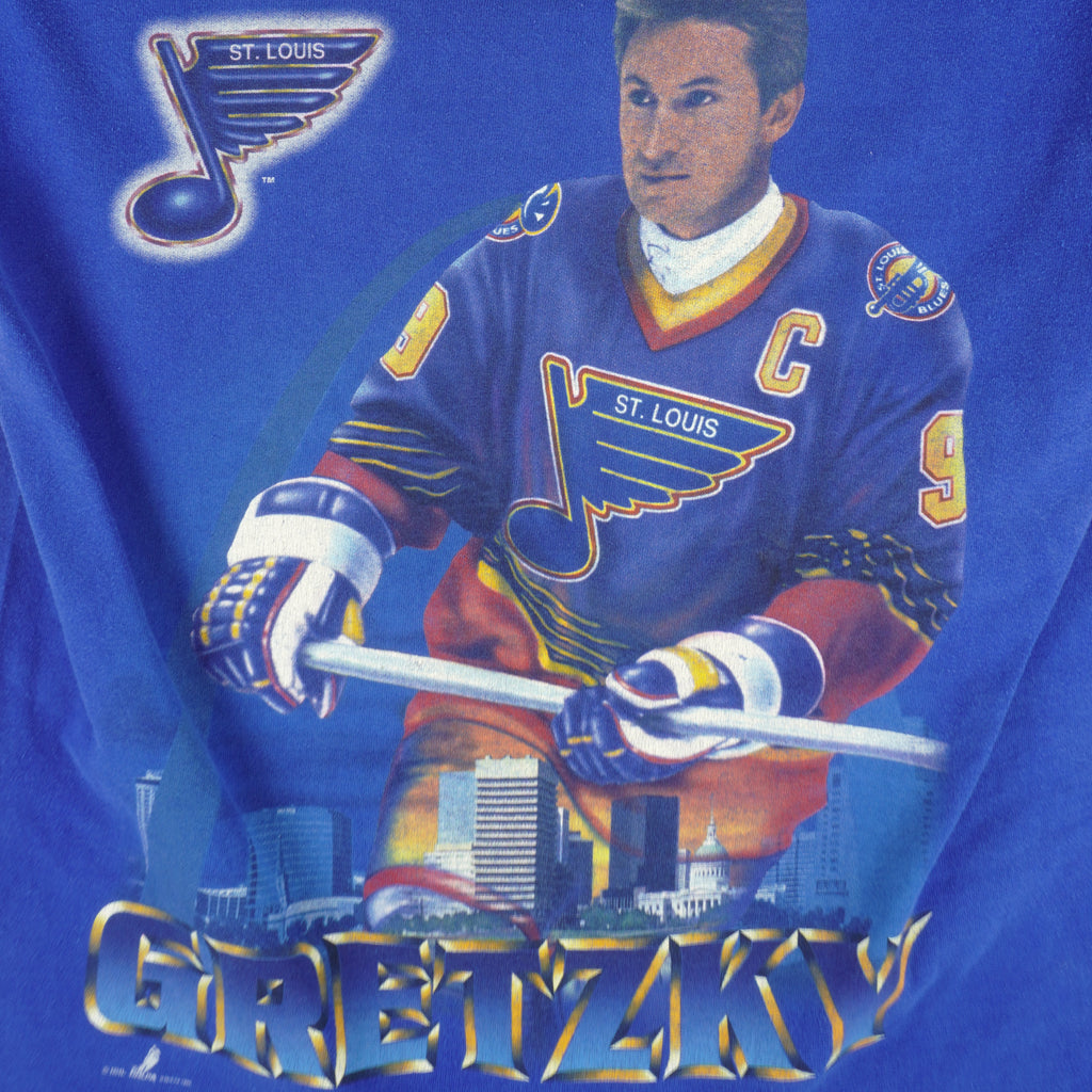 NHL (Pro Player) - St. Louis Blues, Gretzky MVP T-Shirt 1996 Medium Vintage Retro Hockey