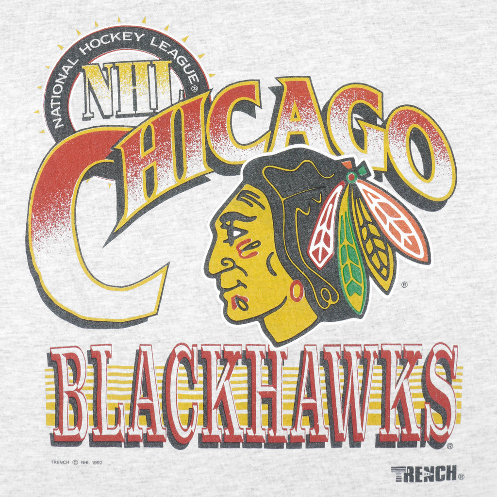 NHL (Trench) - Chicago Blackhawks, Stanley Cup T-Shirt 1992 X-Large Vintage Retro Football