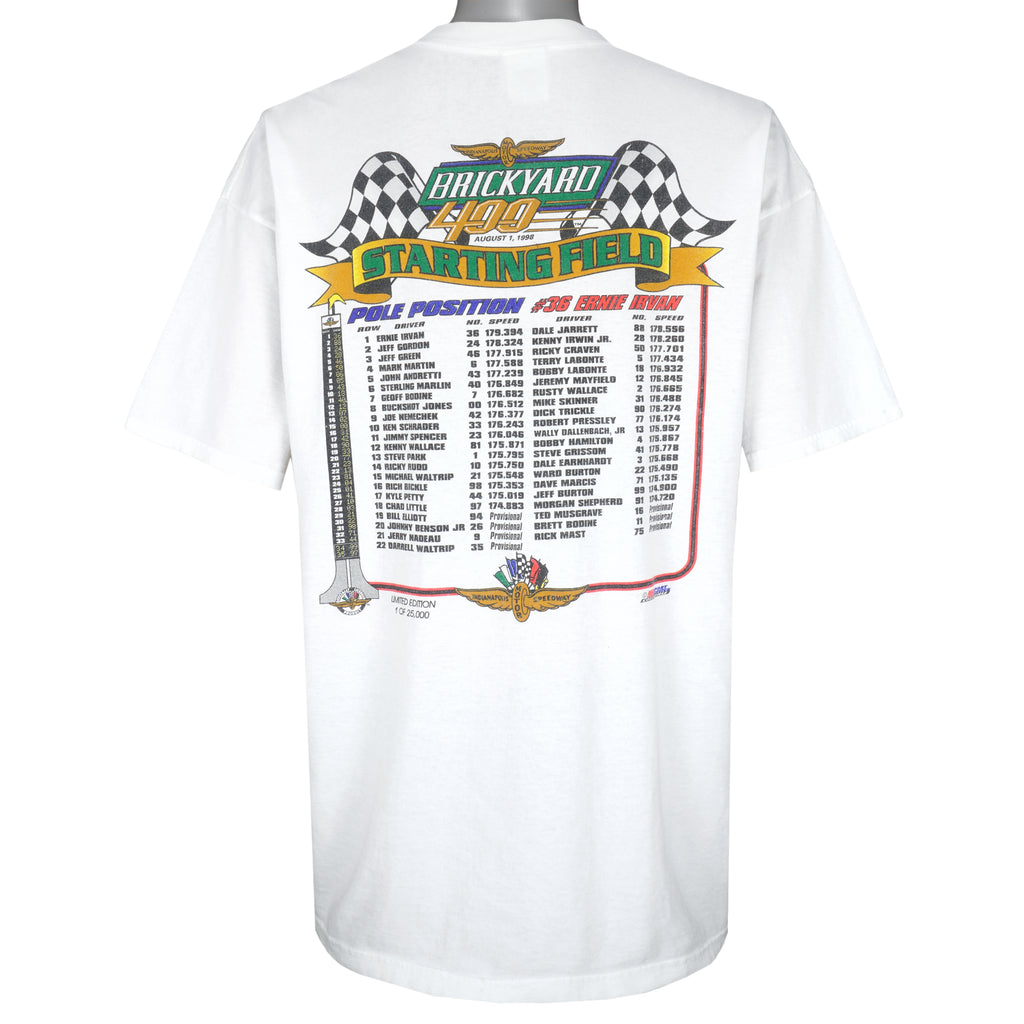 NASCAR (Jerzees) - Ernie #36, Brickyard 400 T-Shirt 1998 X-Large Vintage Retro