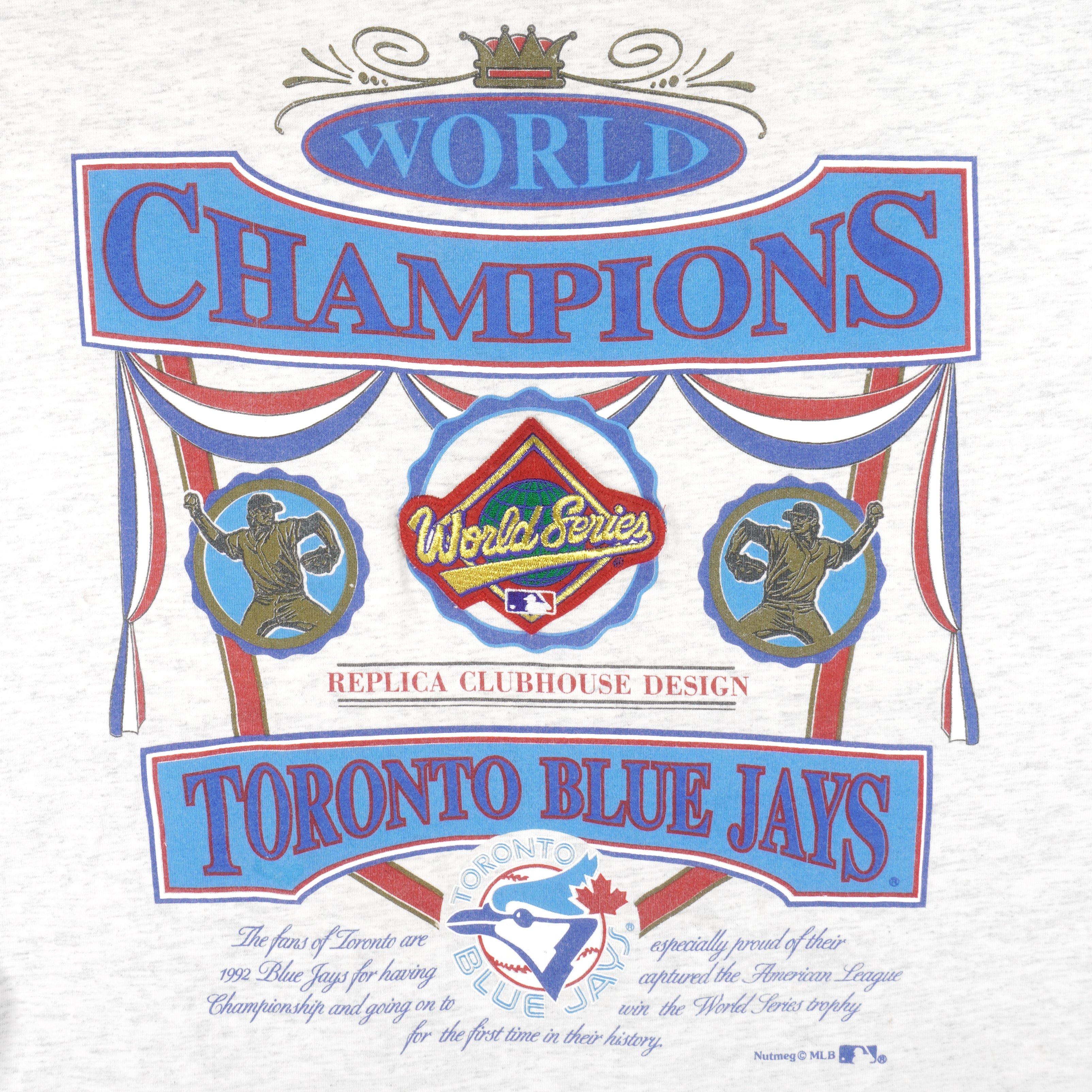 Vintage 90's Toronto Blue Jays World Series Champions Patch T-Shirt (L)