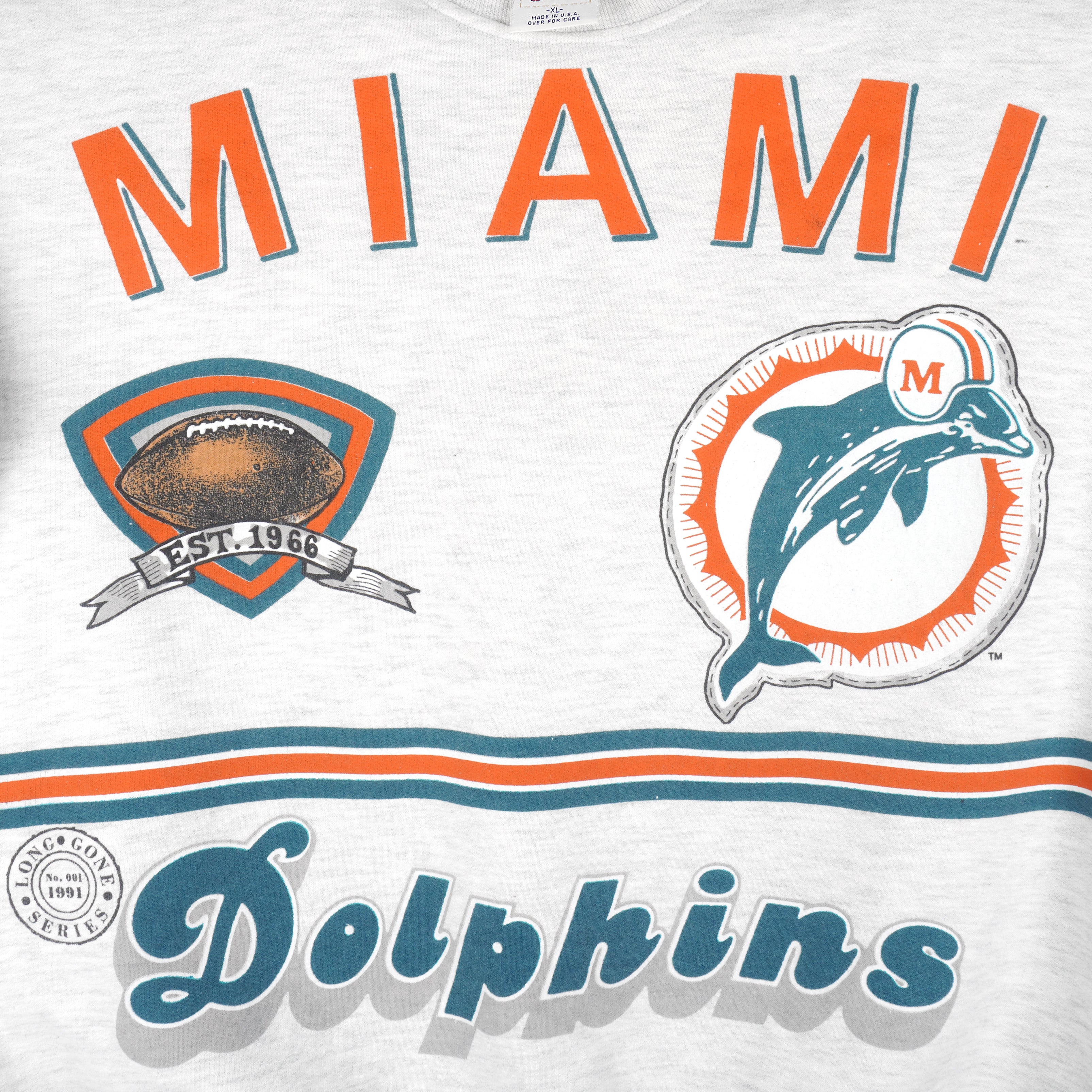 Miami Dolphins 1990's Vintage NFL Crewneck Sweatshirt Sport Grey / 2XL