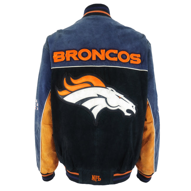 Broncos Denver NFL Motor Fleece Leather Jacket