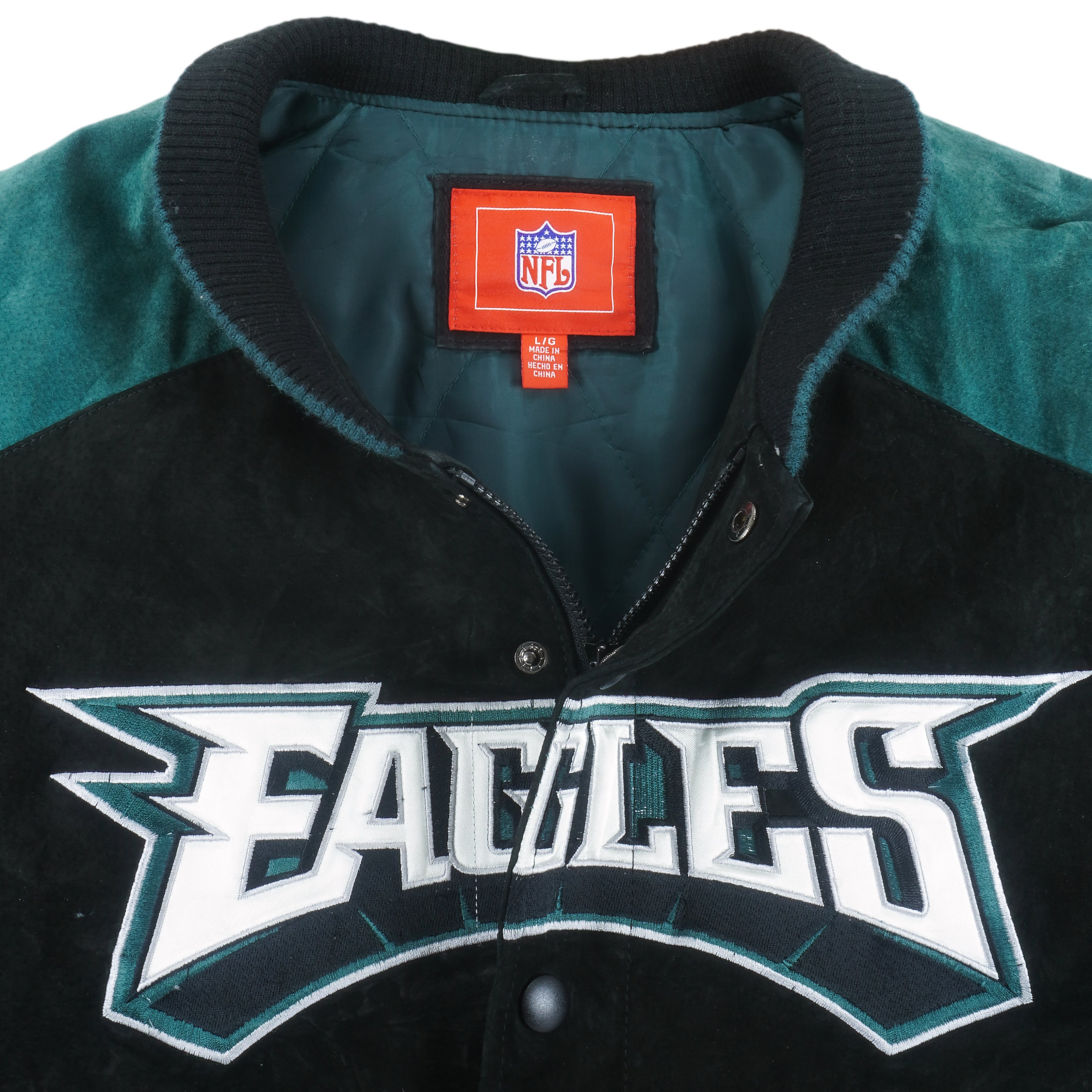 Vintage NFL - Philadelphia 'Eagles' Zip & Button-Up Suede Jacket 1990's  Large – Vintage Club Clothing