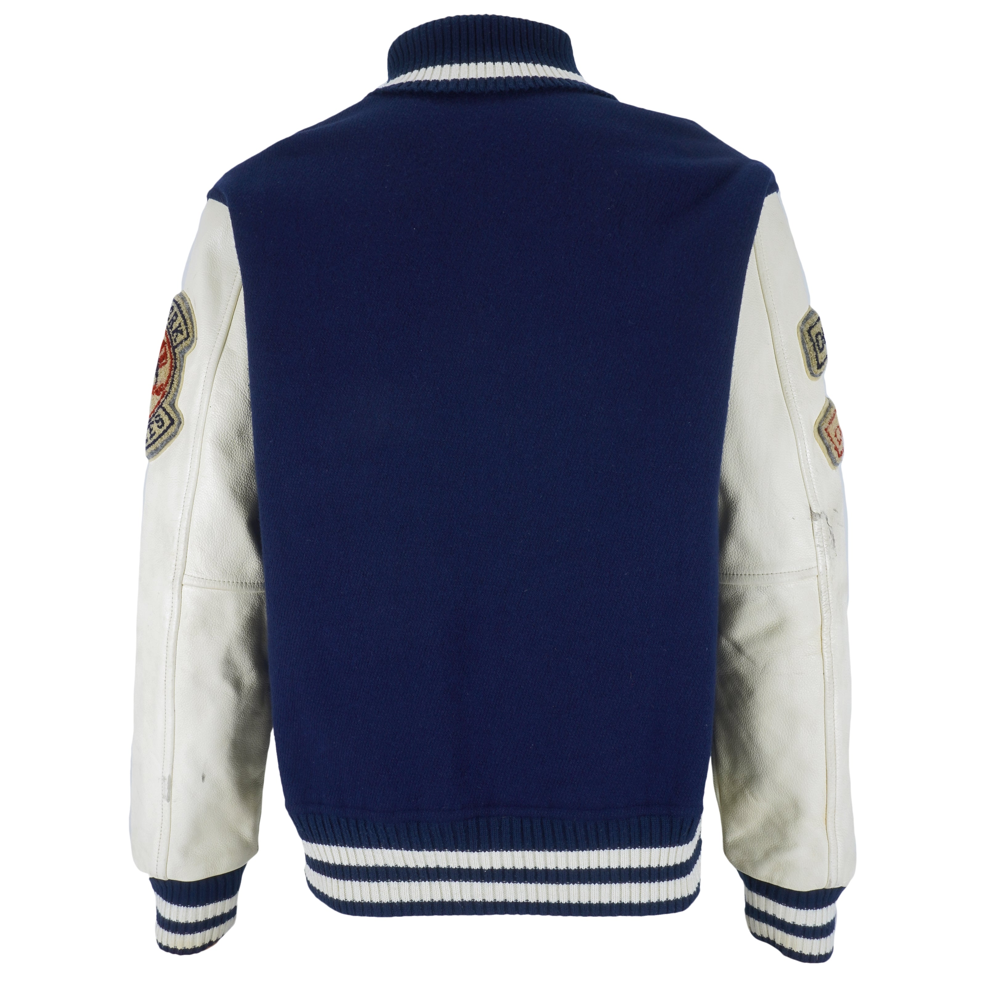 New York Yankees Two-Tone Wool and Leather Jacket - Navy Medium