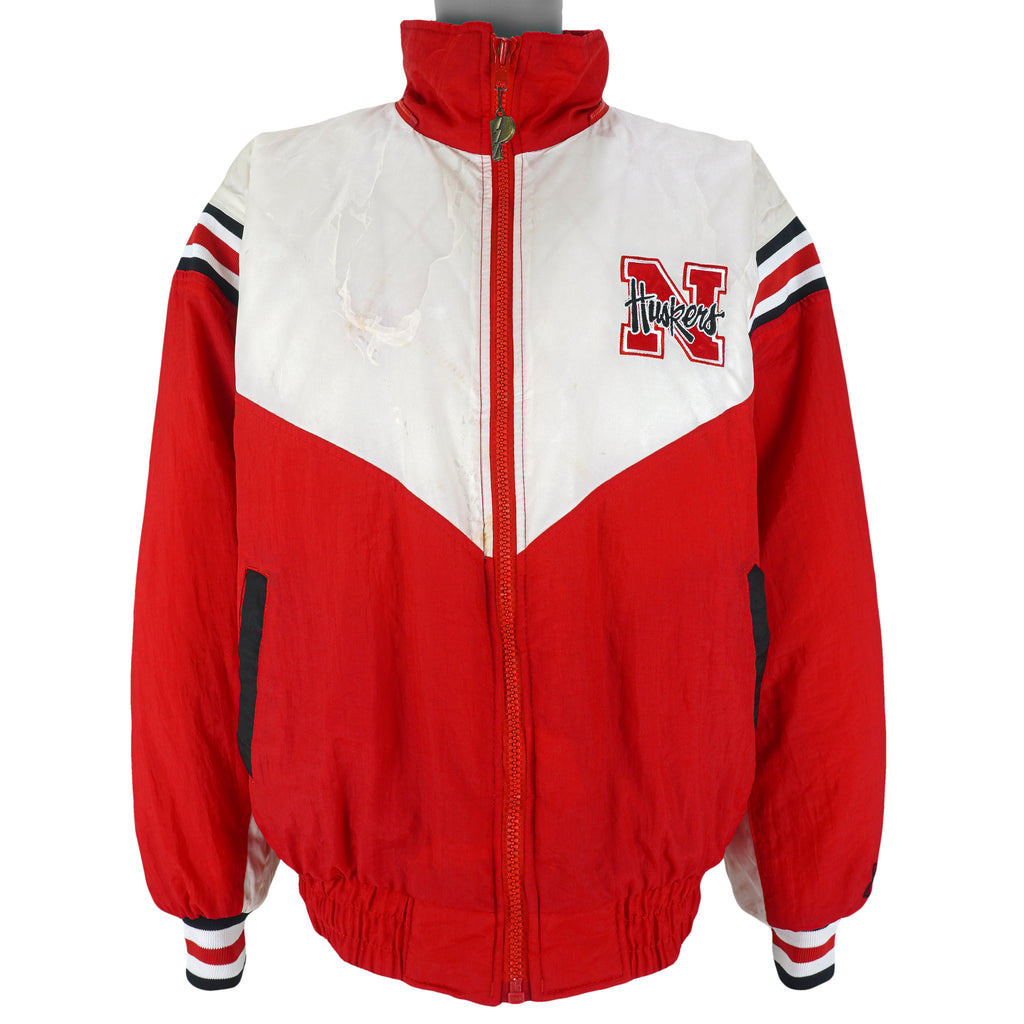 NCAA (Pro Player) - Red & White Nebraska Huskers Jacket 1990s Large Vintage Retro