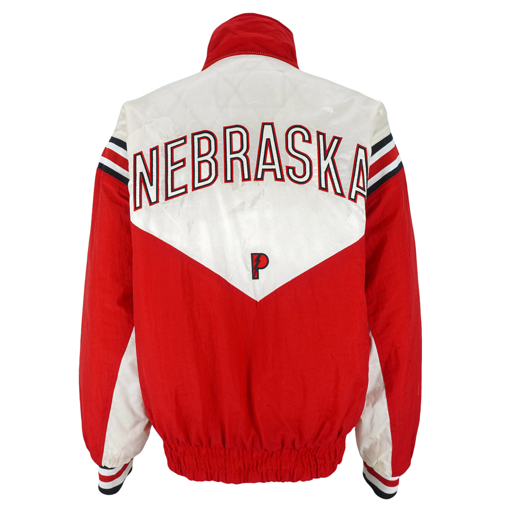 NCAA (Pro Player) - Red & White Nebraska Huskers Jacket 1990s Large Vintage Retro