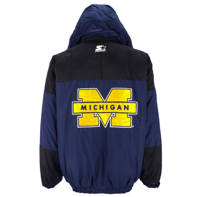 Vintage Michigan Wolverine Starter Quarter Zip Puffer Jacket 