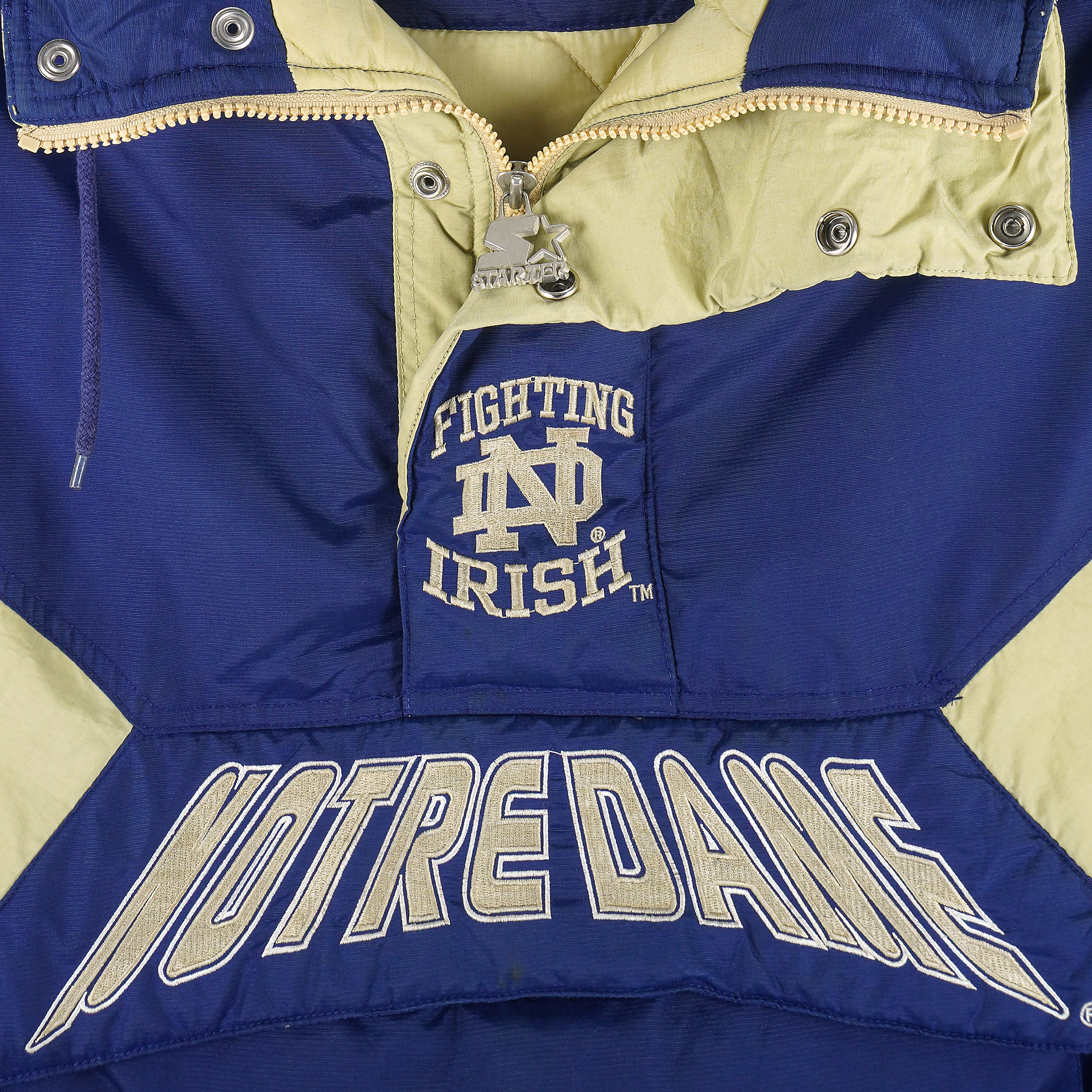 VTG Notre Dame Fighting Irish Starter Lined V-Neck Pullover Jacket