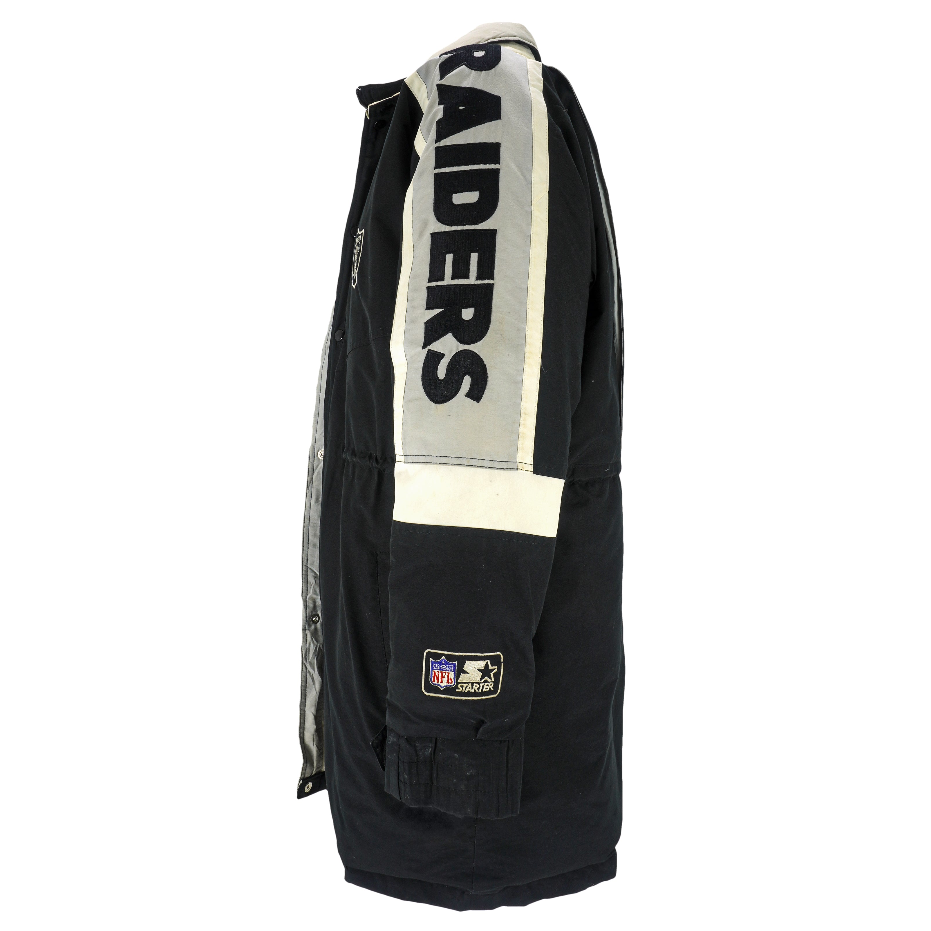Vintage Starter - Oakland 'Raiders' Spell-Out Long Jacket 1990's Large –  Vintage Club Clothing