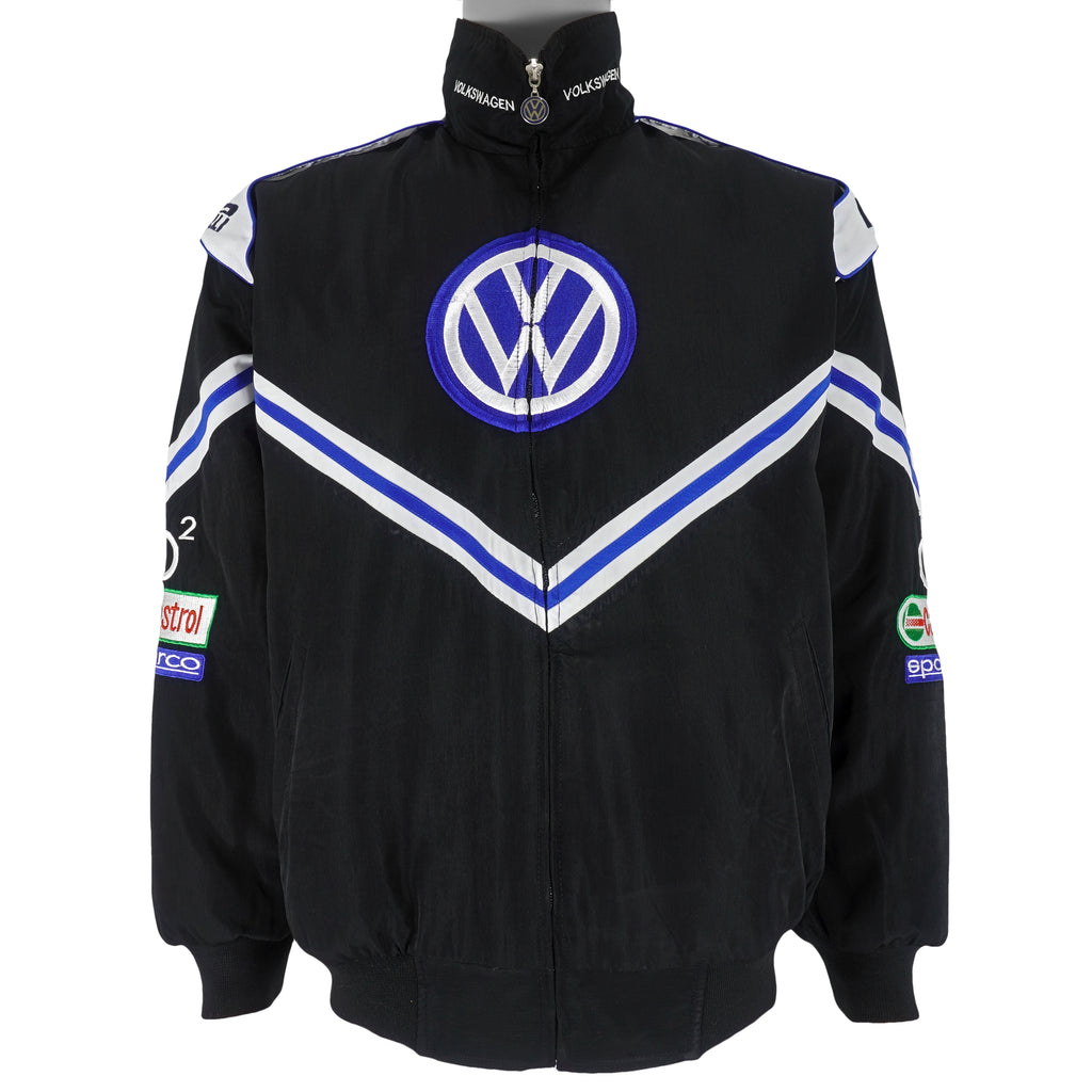 NASCAR - Black Volkswagen Racing Jacket 1990s Large Vintage Retro