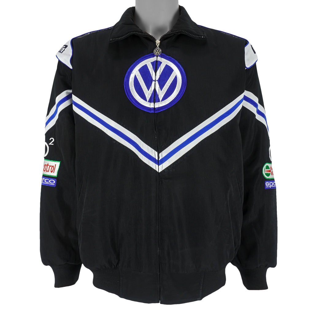 NASCAR - Black Volkswagen Racing Jacket 1990s Large Vintage Retro
