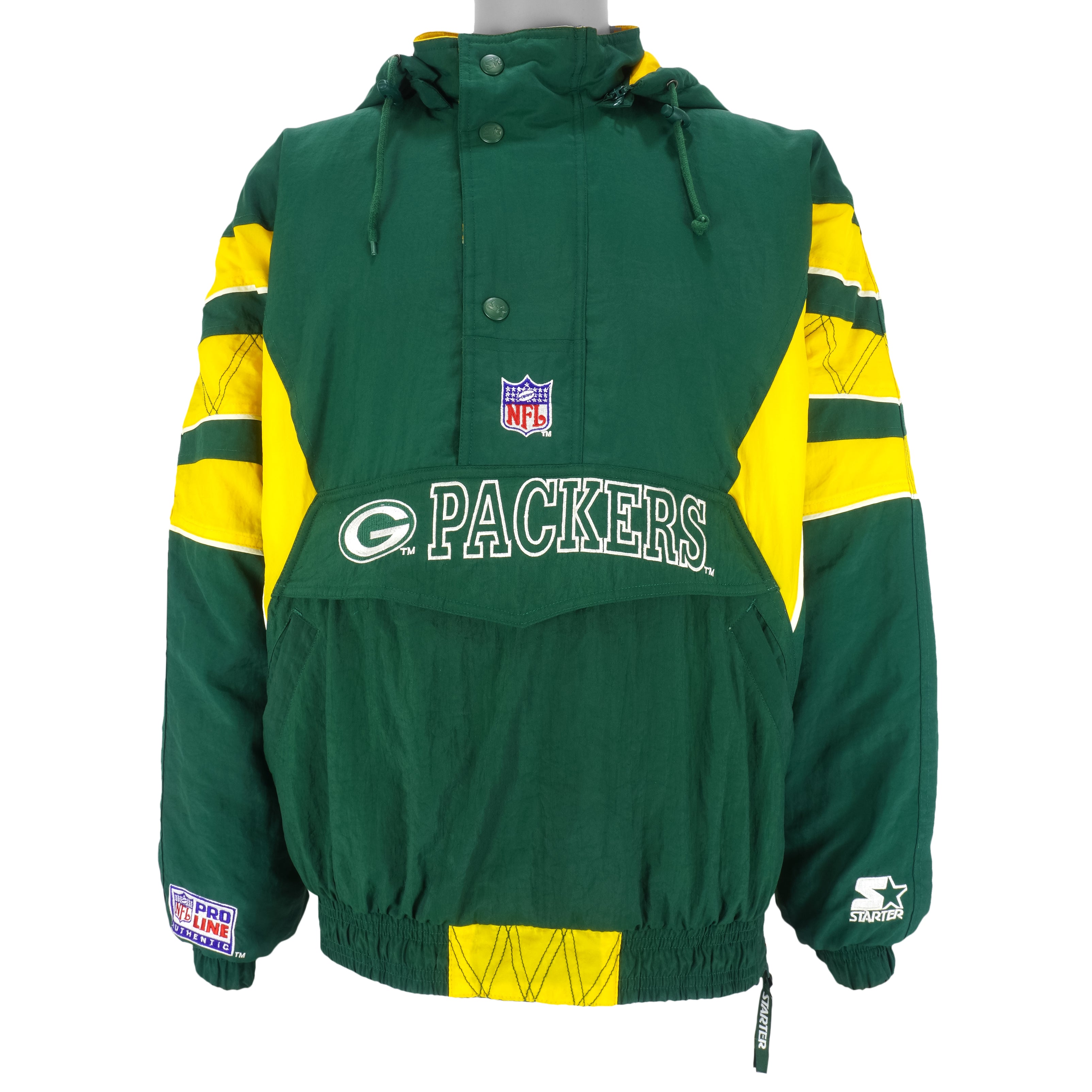 VINTAGE APEX ONE GREEN BAY PACKERS PUFFER JACKET HOODED PRO LINE