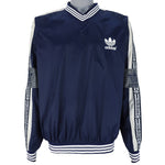 Adidas - Navy Blue Taped Logo Pullover Windbreaker 1990s Large