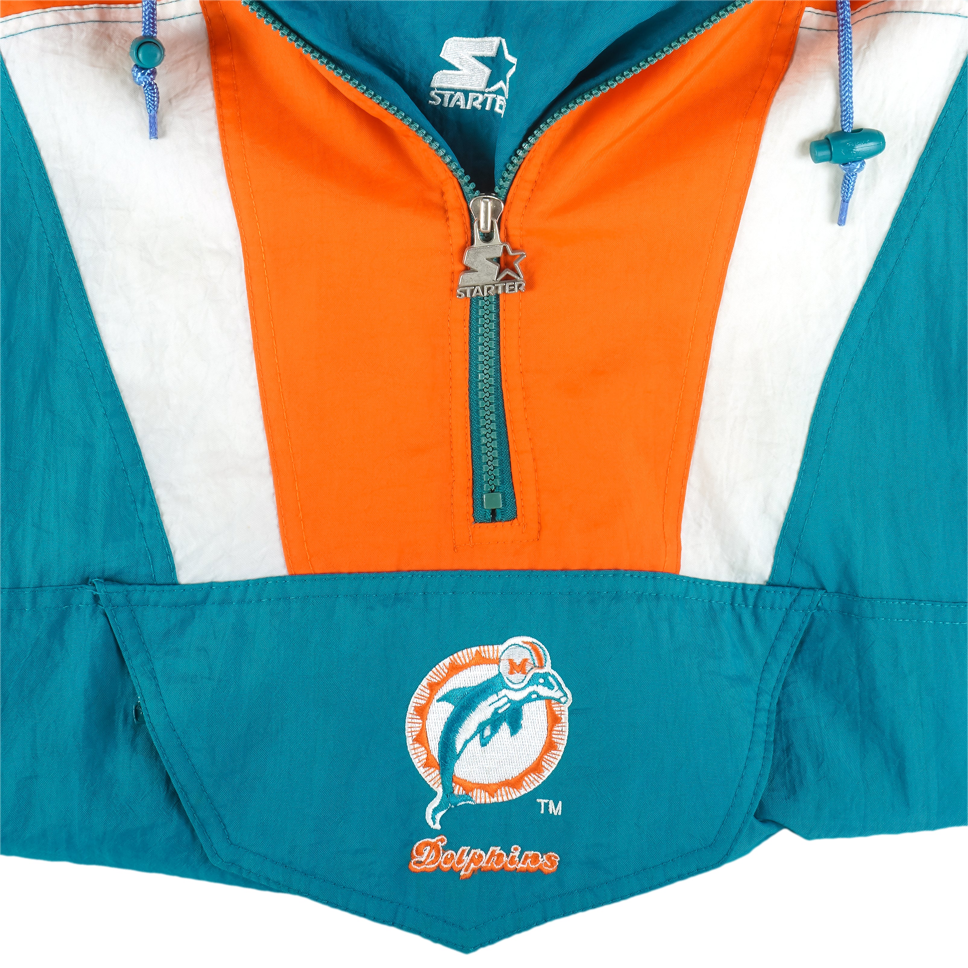 Vintage Starter - Miami 'Dolphins' Spell-Out Hooded Jacket 1990's Large –  Vintage Club Clothing