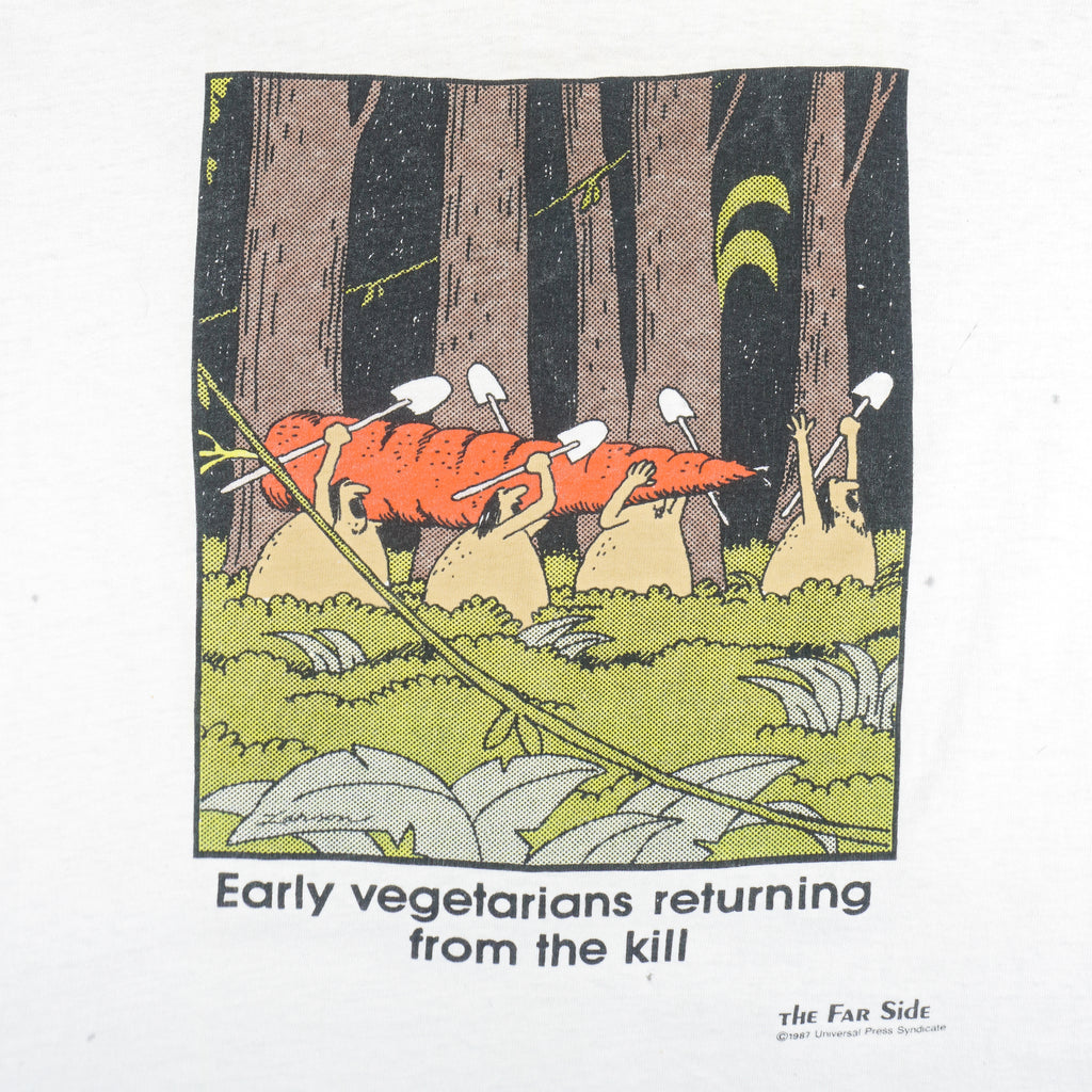 Vintage (The Far Side) - Early Vegetarians T-Shirt 1987 Large Vintage Retro