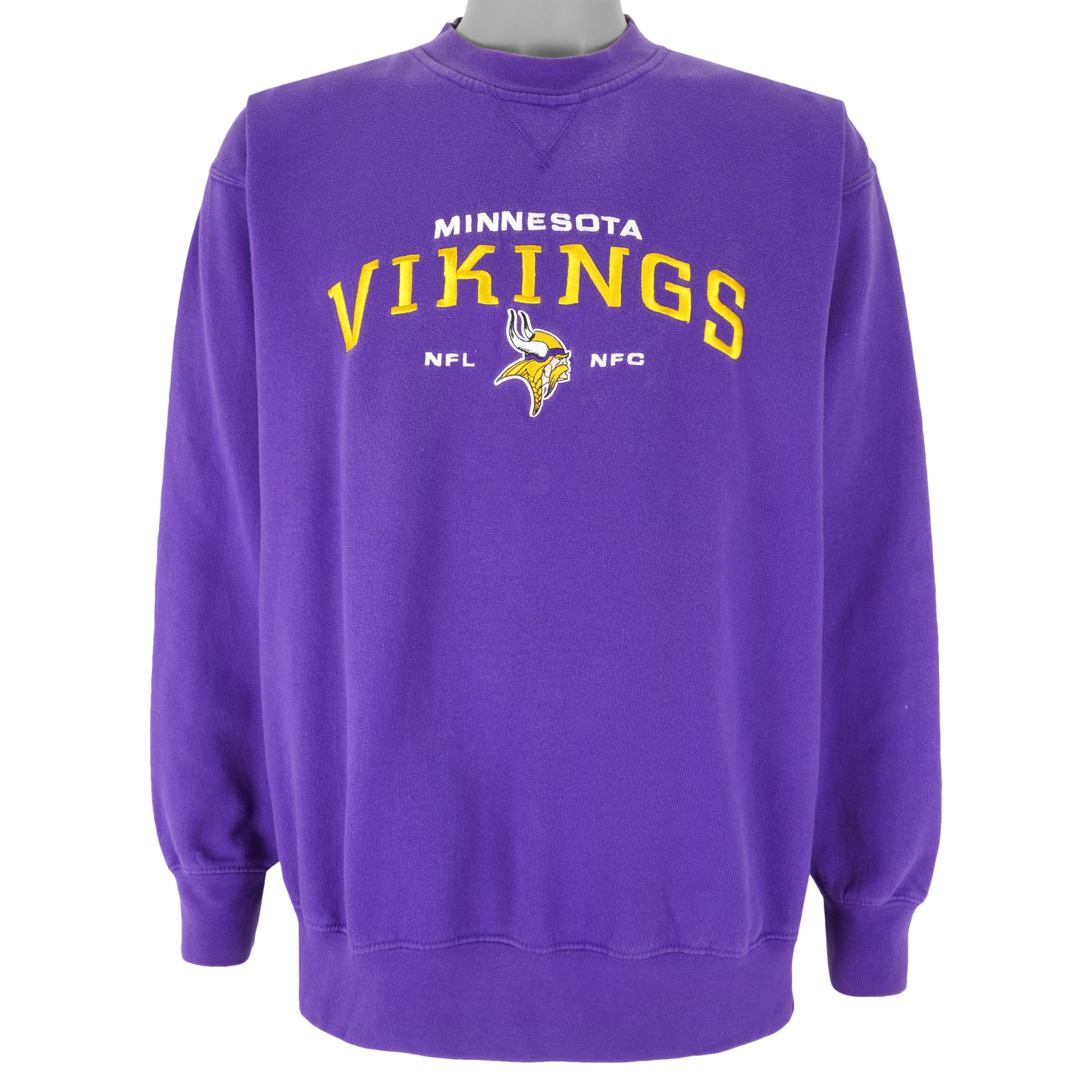 Vintage 1996 Purple Minnesota Vikings NFL Football V-Neck Sweatshirt (