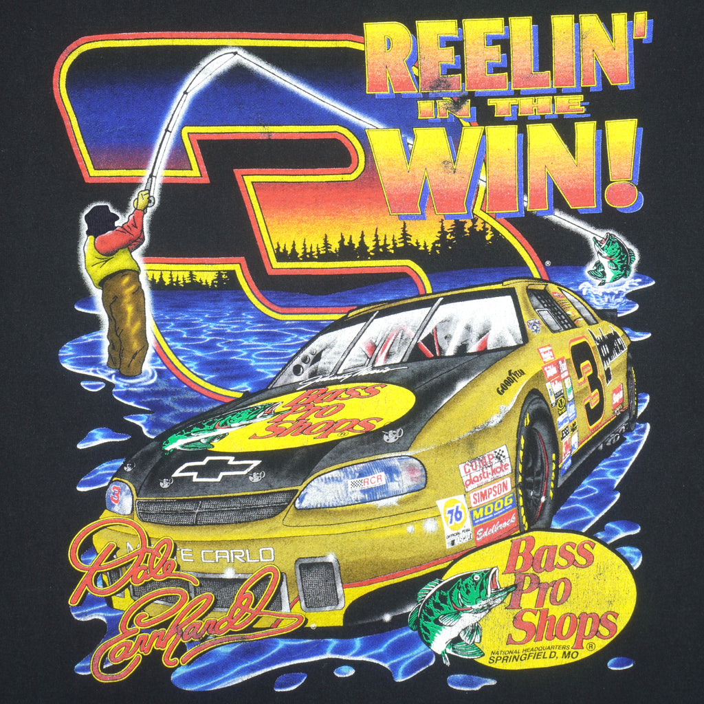 NASCAR - Reelin In The Win! Racing T-Shirt 1990s X-Large Vintage Retro