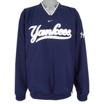 VTG New York Yankees NIKE Blue Pullover Windbreaker Warmup Logo Jacket  Men's XXL