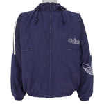 Adidas - Navy Blue Zip-Up Hooded Puffer Jacket 1990s Medium