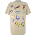 NBA - Brown All Star Logos T-Shirt 1990s XX-Large Vintage Rtero Basketball