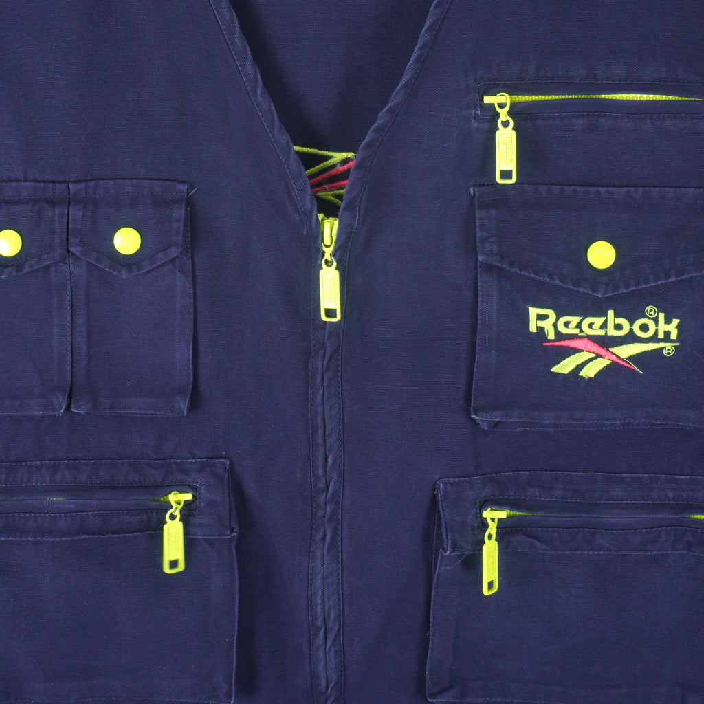 Reebok - Blue Embroidered V-Neck Vest 1990s X-Large Vintage Retro