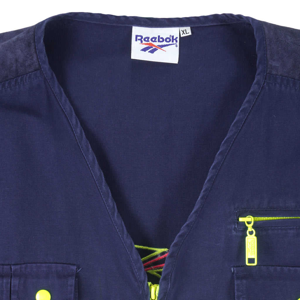 Reebok - Blue Embroidered V-Neck Vest 1990s X-Large Vintage Retro